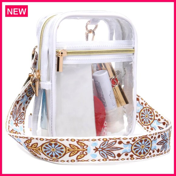 Handbags - Clear Stadium Approved Crossbody Bag - Adjustable Strap 30-54" - Waterproof PVC